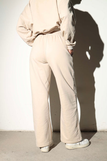 Pantalón wide leg beige arena - vista trasera