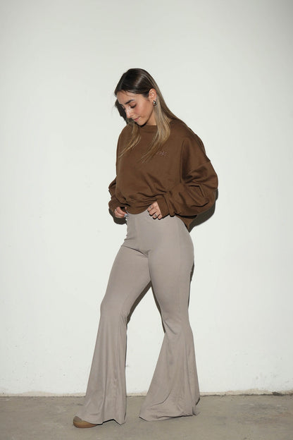 Calza soft flare taupé - vista lateral
