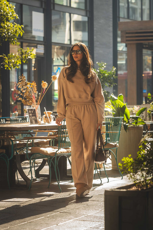 Pantalón wide leg beige arena oversized - Areia Concepts