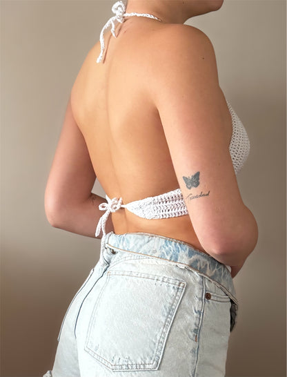 Top crochet blanco - detalle amarras