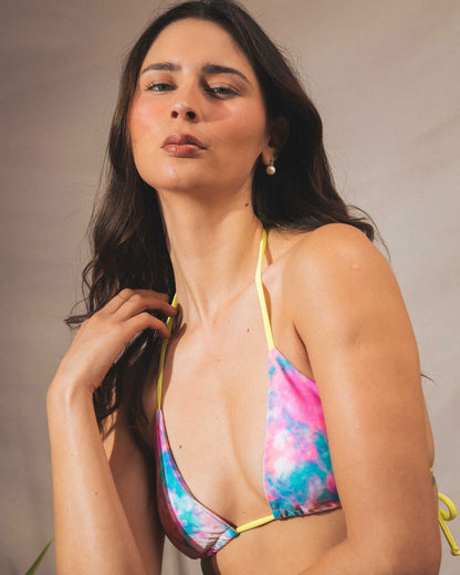 Top bikini Classic tie dye rosa - Areia Concepts