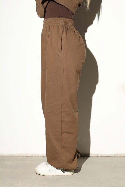 Pantalón wide leg café - dobladillo ajustable tipo jogger