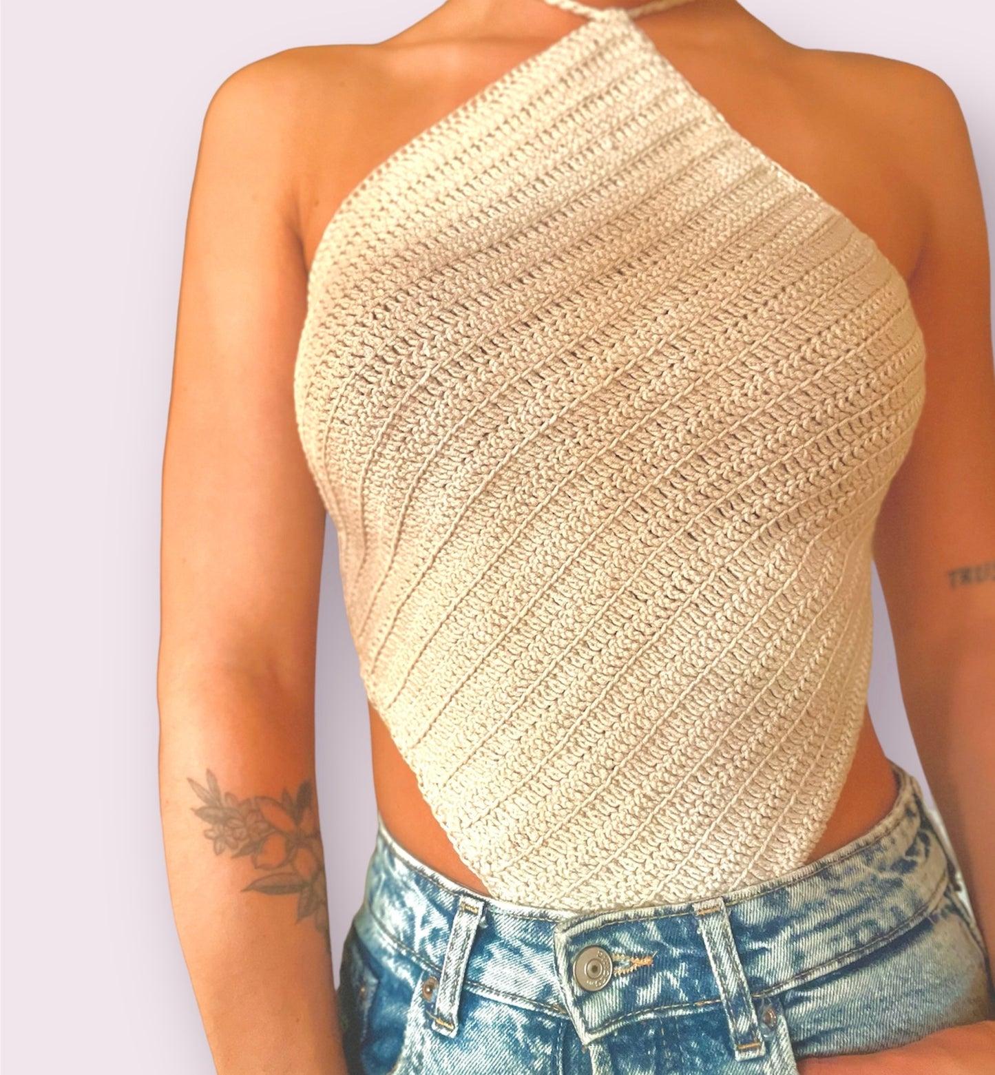 TOP TRIÁNGULO BEIGE - CROCHET