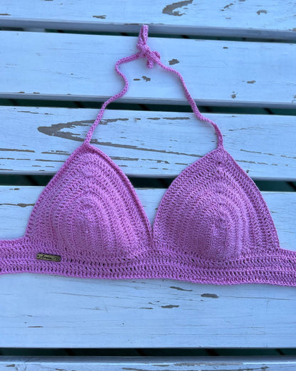 Top crochet rosa pastel - vista trasera