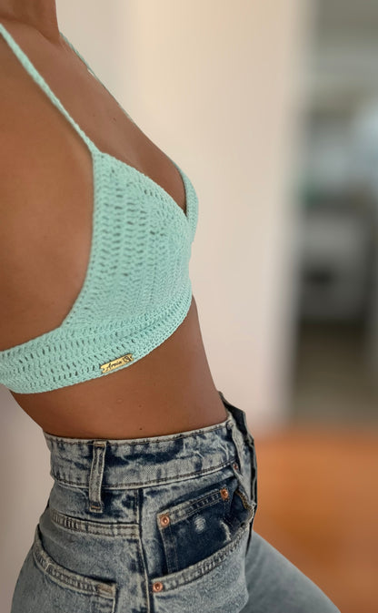 Top crochet verde mint - vista trasera
